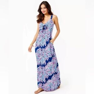 NWT Lilly Pulitzer Maui Maxi Dress in Oyster Bay Blue Miss Shell Beach 4